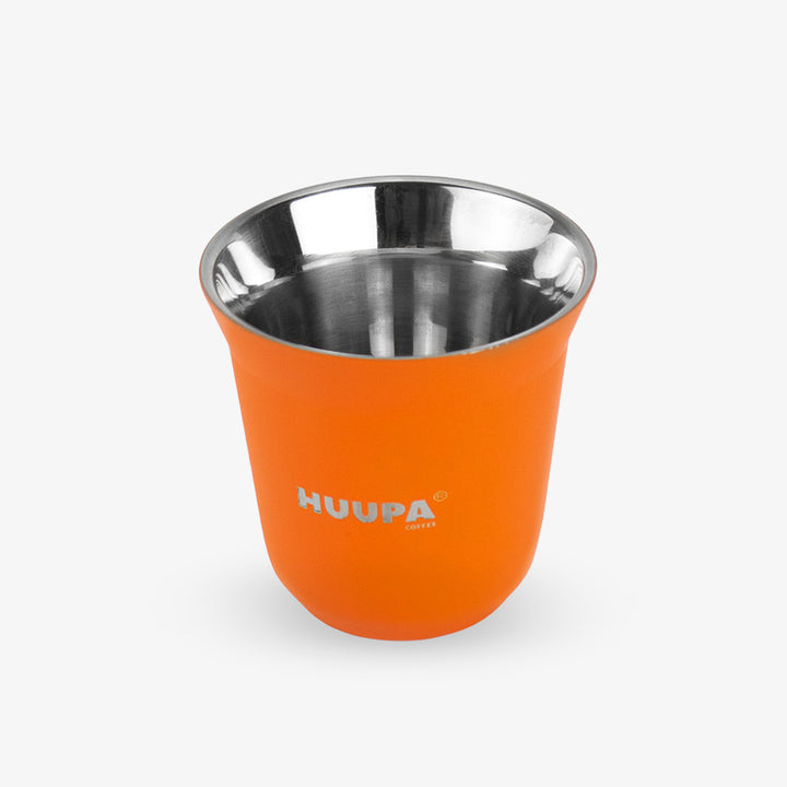 vaso medidor de espresso 80ml naranja marca HUUPA COFFEE