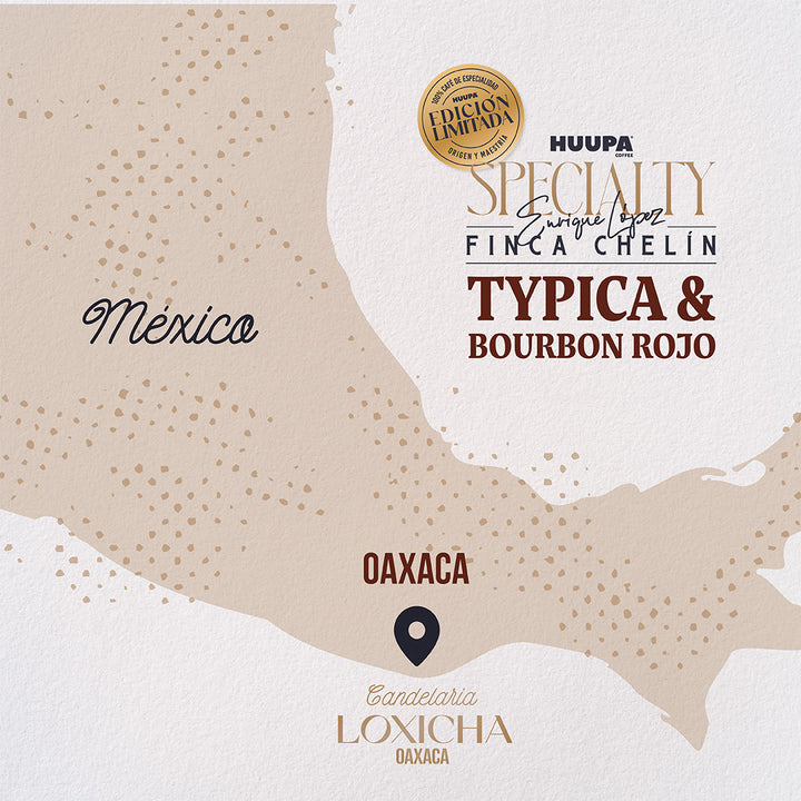 Mapa mostrando donde se produce el café de especialidad Typica y bourbon rojo marca Huupa