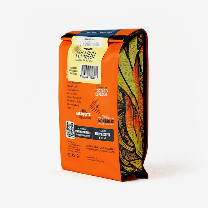 Café Premium Huupa® Tostado en Leña de Mezquite Reverso