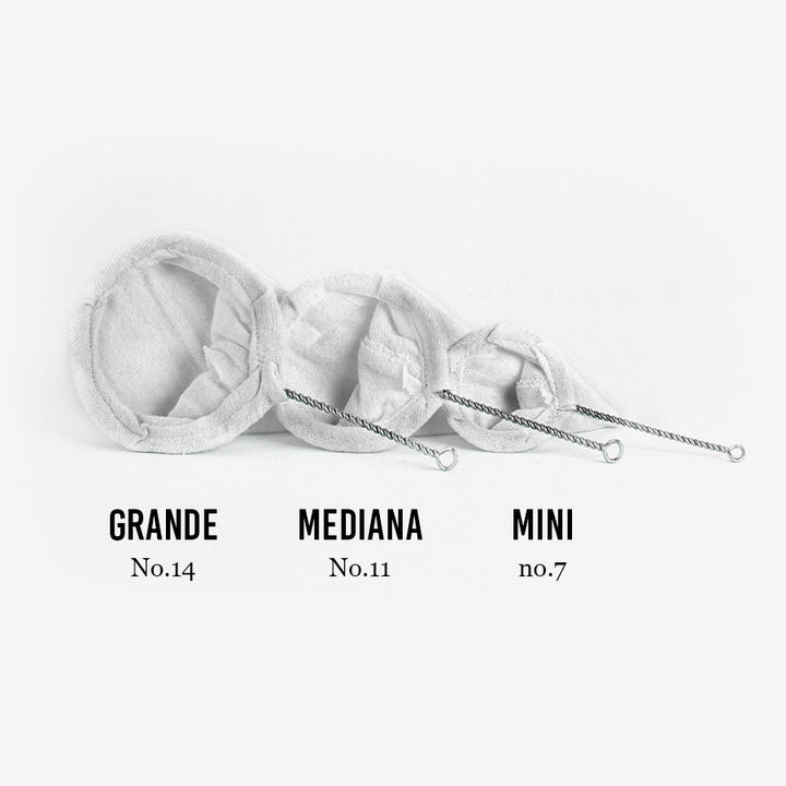 Comparativa de tamaños de talega para colar café Huupa®