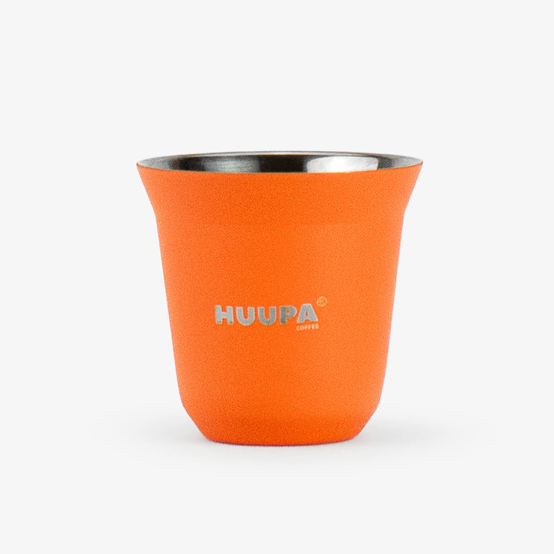 vaso medidor de espresso 80ml naranja marca HUUPA parte delantera 